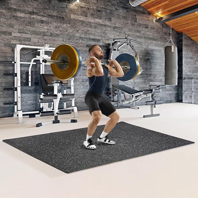 Sivan Fitness 1/2" Thick Rubber Top High-Density EVA Foam Gym Flooring for Home Gym - 48 Sq Ft Exercise Mat Tiles for Workout, Yoga, MMA, Heavy Exercise Equipment Mat - 12 Interlocking Gym Floor Mat
