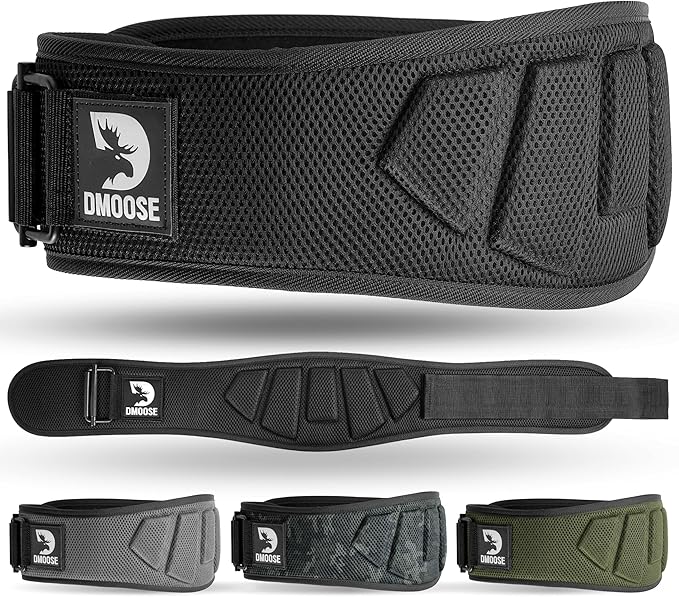 DMoose Fitness Weight Lifting Belt for Squats, Deadlift & Intense Workout - 6" Adjustable Fit Auto Lock Weightlifting Belt for Men & Women - Neoprene Gym Belts for Stability & Lumbar Back Support