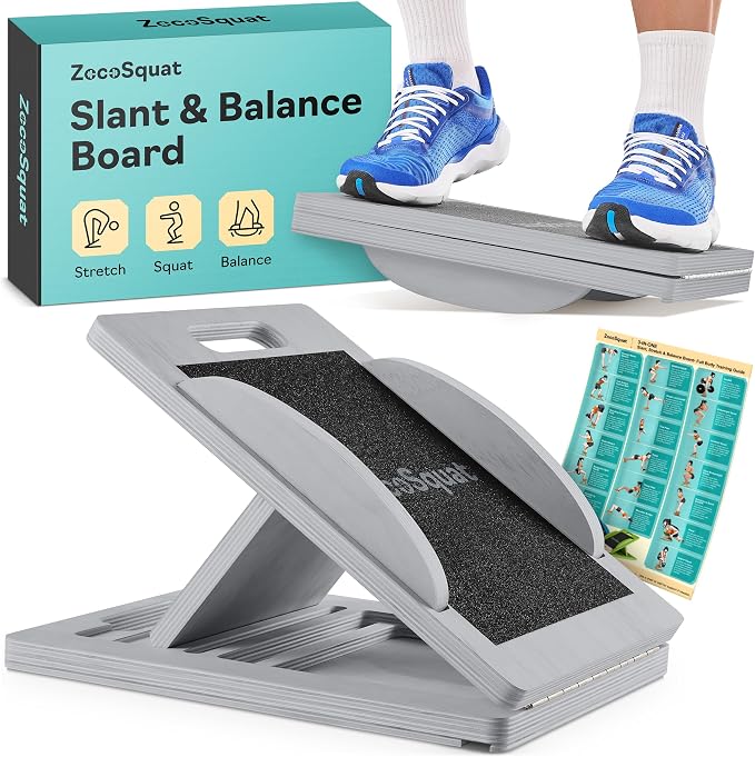 Slant Boards for Exercise, Wooden Slant Board, Calf Stretch Board with 7 Incline Angles, Velour Board, Balance Board & Calf Stretcher, Portable Incline Board for Physical Therapy, Ankle Mobility, Heel & Knees