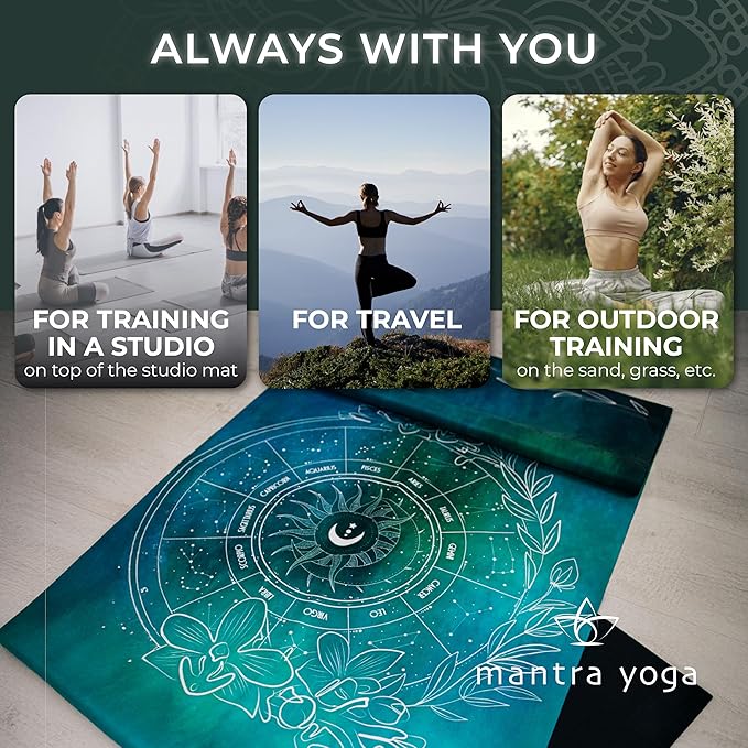 Mantra Yoga Travel PRO 1.5mm with Knee Pad - Foldable Fitness & Exercise Mat with Bag | Lightweight, Compact & Eco-Friendly | Non-Slip & Washable | For All Types of Yoga | 72" L x 24" W | 2.6 lbs