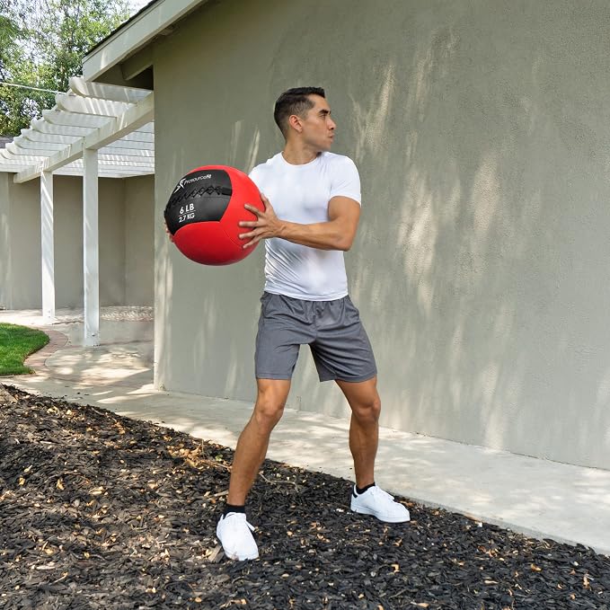 ProSource Soft Medicine Balls for CrossFit Wall Ball and Full Body Dynamic Exercises, Color-Coded Weights: 6, 8, 10, 14, 20, 25 lb.