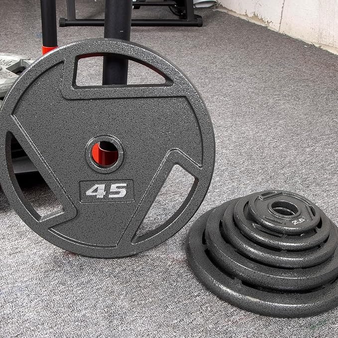 Elevon 2-Inch/1-Inch Cast Iron Weight Plate for Strength Training and Weightlifting, Olympic Grip Plate for Barbell