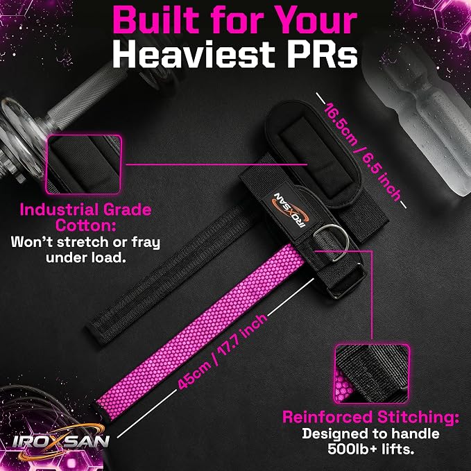 Weight Lifting Straps with D Ring, Wrist Straps for Deadlifting, IROXSAN