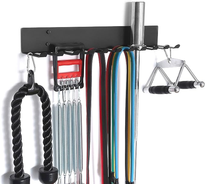 Multifunctional Gym Equipment Storage Rack - Wall Mount Holder for Exercise Bands, Lifting Belts and Skipping Ropes