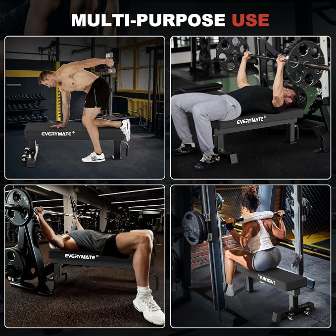 Adjustable Weight Bench, 1200LB Heavy-Duty Capacity Workout Bench with 50mm x70mm Thickened Steel Frame, Adjustment Incline Bench for Home, Gym & Professional Competition,2.1" Thickened Pad, Dual-Track Silent Wheels