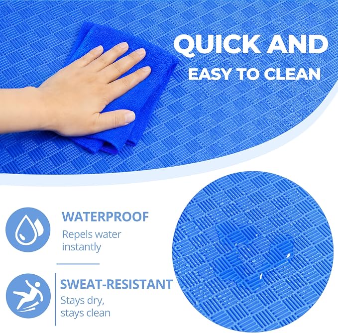 HulkFit Puzzle Exercise Mat, 1 Inch EVA Interlocking Foam Floor Tiles Workout Mat for Home Gym Equipment, MMA, Gymnastics, Shock-Absorbing Workout Mat for Garage Flooring and Apartments, 18 Tiles