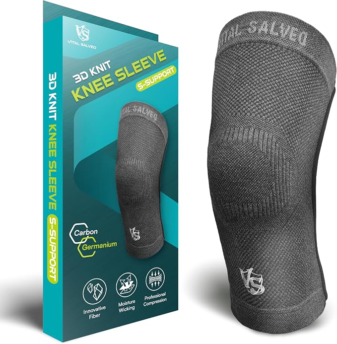 Vital Salveo S-Support 3D Bio-Dynamic Recovery Knee Sleeve – High-Impact Compression for Athletes, Stability & Training-Dark Grey (1PC)/M