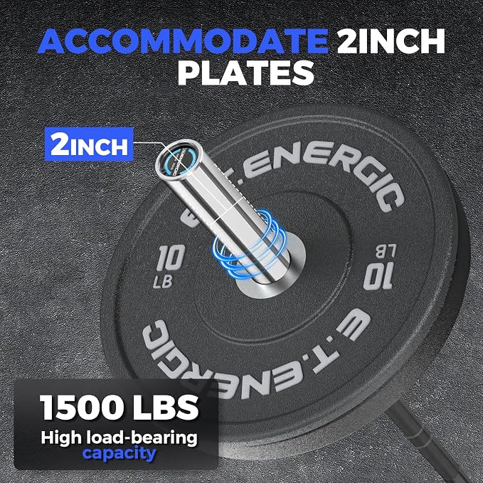 7FT Alloy Steel Olympic Barbell, 1500LB 45LB | 28mm knurled grip bar with needle bearings, chrome finish, 2-inch plate fit, and 1500LB capacity for heavy lifts