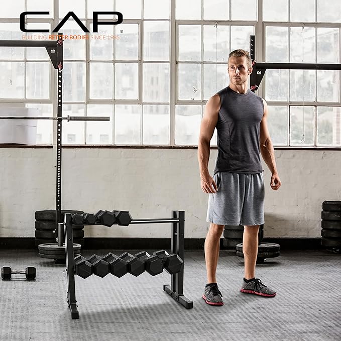 CAP Barbell 24" Dumbbell and Kettlebell Rack – Compact Weight Storage for Home Gym, Holds Dumbbells, Kettlebells & Medicine Balls