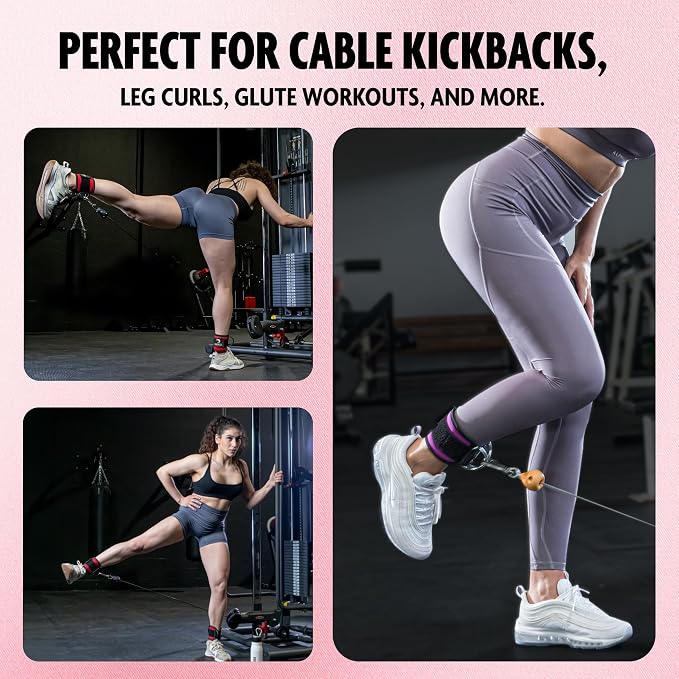 DMoose Ankle Strap for Cable Machine - One Size Fit with Premium Padding, Workout Kickback Ankle Cuffs, Ankle Bands for Working Out, Booty Workouts, Leg Extension, Hip Abductors & Lower Body Exercises