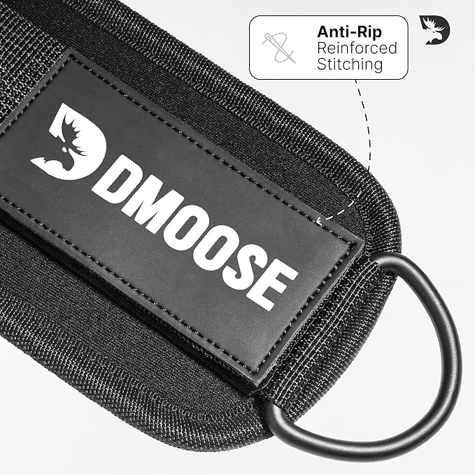 DMoose Ankle Strap for Cable Machine - One Size Fit with Premium Padding, Workout Kickback Ankle Cuffs, Ankle Bands for Working Out, Booty Workouts, Leg Extension, Hip Abductors & Lower Body Exercises
