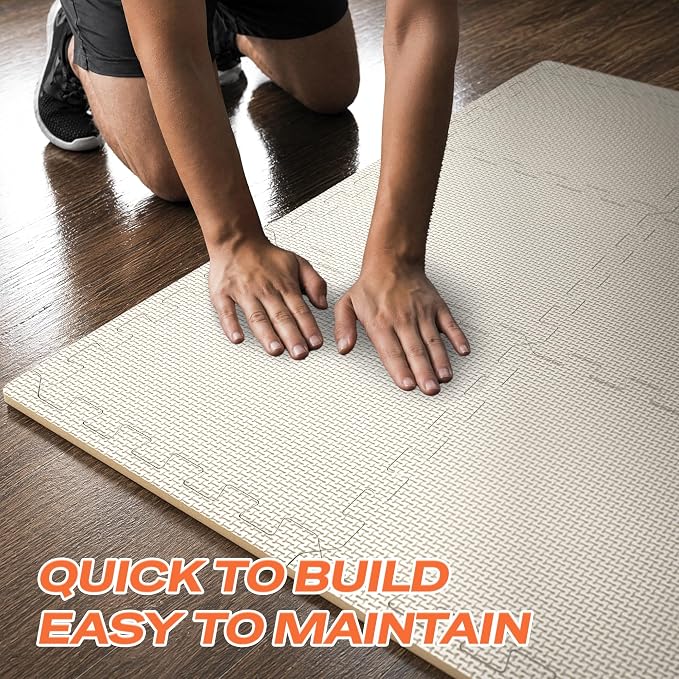SUPERJARE Gym Floor Mats, EVA Foam Puzzle Exercise Mats, Interlocking Floor Mats, Cushioned Foam Floor Tiles, Gym Flooring Workout Mat for Home Gym, Playroom, Garage, 12.6"x12.6"x0.4"