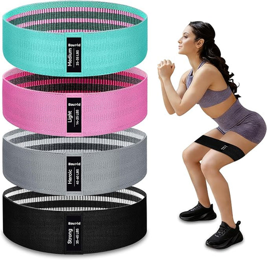 Resistance Bands for Working Out, 4 Levels Exercise Bands for Women & Men, Elastic Workout Band for Physical Therapy, Fabric Booty Band for Gym, Yoga, Pilates, Leg Training