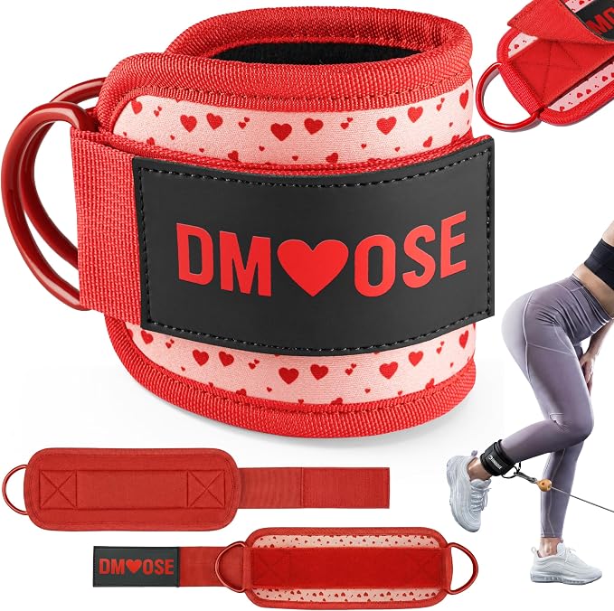 DMoose Ankle Strap for Cable Machine - One Size Fit with Premium Padding, Workout Kickback Ankle Cuffs, Ankle Bands for Working Out, Booty Workouts, Leg Extension, Hip Abductors & Lower Body Exercises