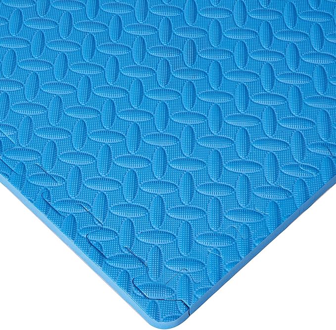 BalanceFrom Puzzle Exercise Mat with EVA Foam Interlocking Tiles (Blue) | Tiles for Home Gym, Mat for Home Workout Equipment, Floor Padding for Kids, Blue, 24 in x 24 in x 3/4 in, 96 Sq Ft - 24 Tiles
