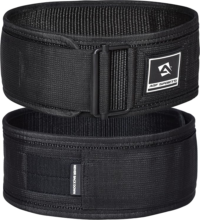 AQF Self-Locking Weight Lifting Belt, 4" Nylon Gym Support Belt