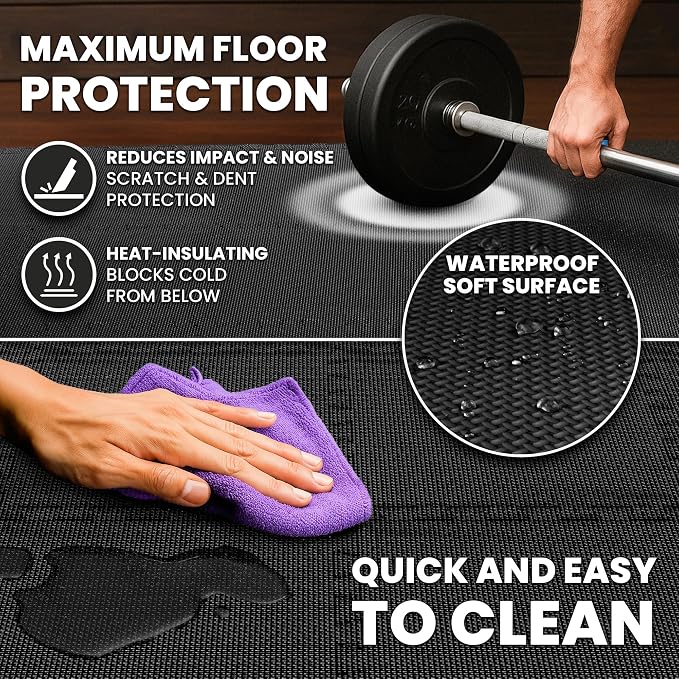 bemaxx Gym Mats Set - 54 pcs EVA Interlocking Foam Floor Tiles (12.6"x12.6"x0.4") 54sqft Protective Gym Flooring Sports Home Workout Exercise Mats Puzzle Garage Fitness Play-Room Pool Treadmill Bike