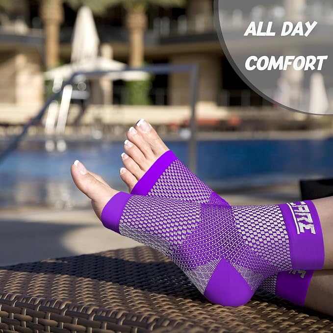 Compression Socks for Women & Men Open Toe (2 Pairs) - Best Ankle Compression Sleeve for Swelling, Achilles Tendonitis, Heel Pain & Plantar Fasciitis Relief, Purple, Small