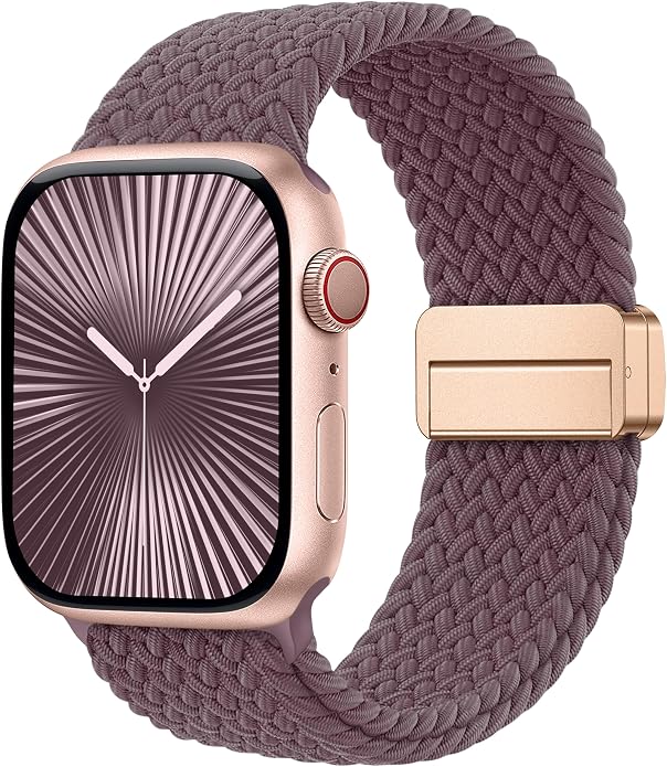 Laffav Braided Stretchy Band Compatible with Apple Watch Bands 42mm 40mm 41mm 38mm 44mm 45mm 46mm 49mm for Women Men, Magnetic Nylon Solo Loop Sport Strap for iWatch Series 11 10 9 8 7 6 5 4 SE Ultra