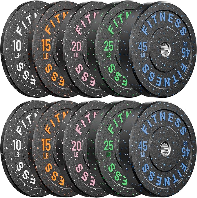 2" Bumper Plates Set Olympic Weight Plates for Barbell Strength Training | Papababe 2Inch Weights Plates Set, Floor Protective Plates, 20-600lbs Rubber Bumper Plates for Weightlifting, Bench Press