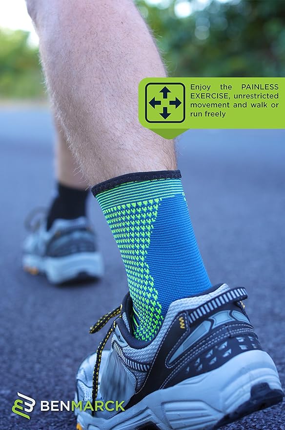 Benmarck Achilles Tendon Support Brace, Plantar Fasciitis Sock, Ankle Compression Sleeve For Running, Tendonitis and Flat Feet Relief