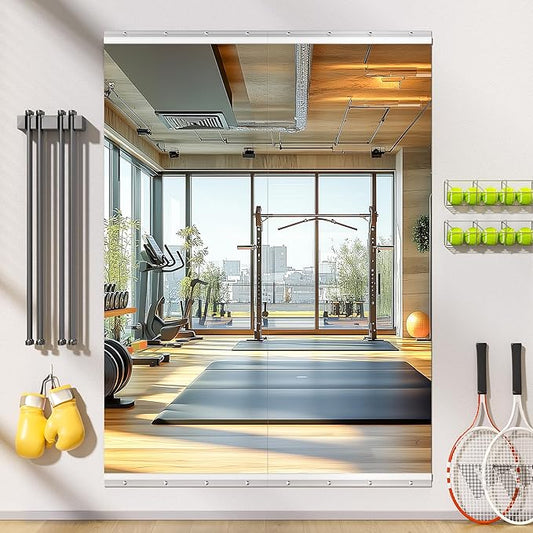Home Gym Mirror, 63" x 24", 2PCS Large Full Body Mirror for Yoga, Silver Frameless Tempered Glass, Wall-Mounted Wall Mirrors for Home Gym, Workout, Garage, Bedroom, Bathroom, Dance Studio