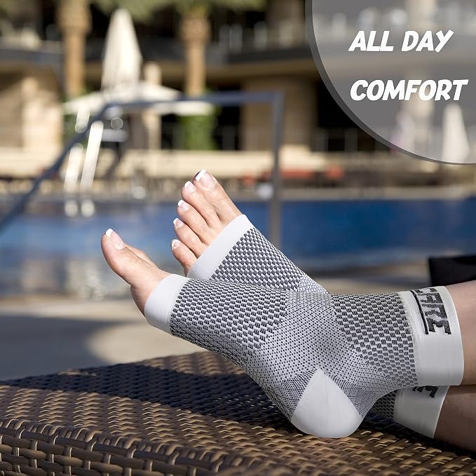 Compression Socks for Women & Men Open Toe (1 Pair) - Best Ankle Compression Sleeve for Swelling, Achilles Tendonitis, Heel Pain & Plantar Fasciitis Relief, White, X-Large