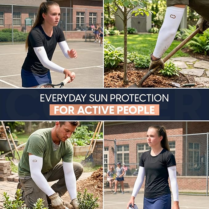 Copper Compression Full Arm Sun Sleeves for Men and Women UPF 50+ UV Protection