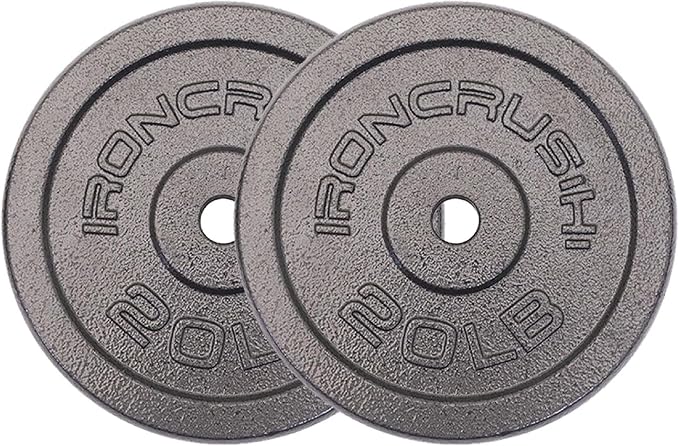 Standard 1 inch Cast Iron Weight plates - Superior Hammertone Finish, Wider Range 1.25-50 lbs Weights. Ideal for Dumbbell Handles, 1in Barbells, Adjustable Kettlebell Handles - Sold in Pairs