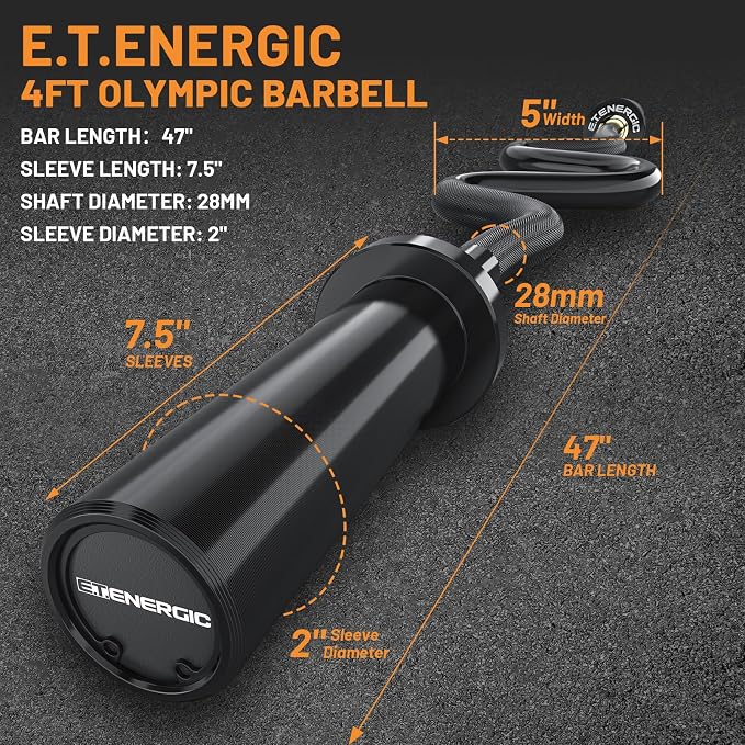47” Solid Steel Olympic Curl Bars, 500LB | EZ and Super EZ curl bars with knurled grips, rotating sleeves, solid steel build, and 2-inch Olympic plate compatibility