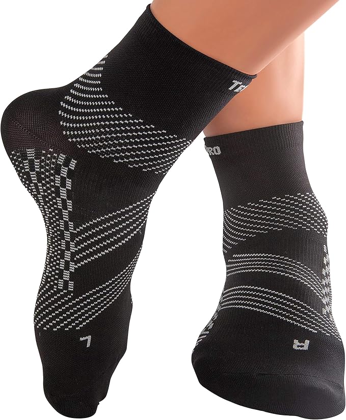 TechWare Pro Plantar Fasciitis Socks - Ankle Compression Socks for Women & Men. Achilles Tendonitis Brace & Foot Arch Support
