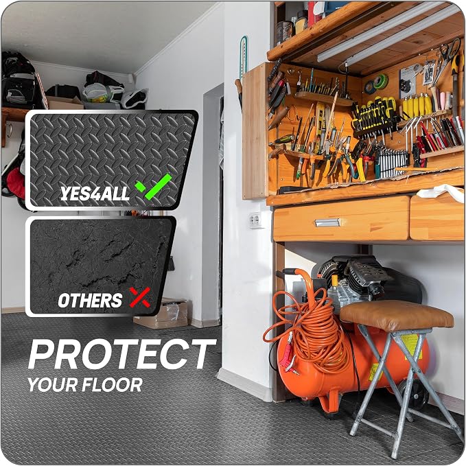 Yes4All EVA Interlocking Mats, Puzzle Floor Tiles, Foam Floor Padding with Border for Furniture, Home Space, Living Room, Garage 56 SQFT