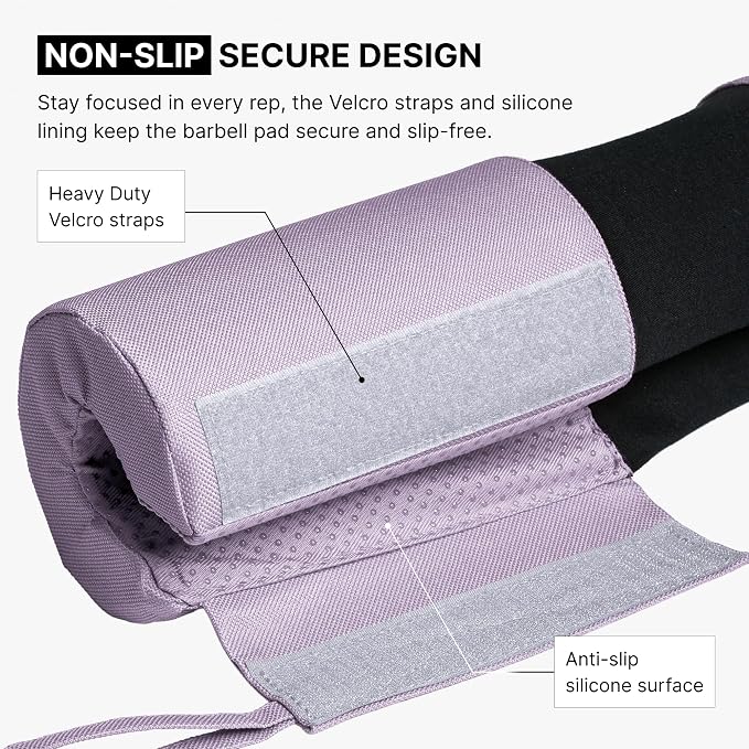 DMoose Fitness Barbell Pad for Hip Thrust, Squat & Lunges - Non-Slip Thick Foam Cushion for Neck and Back Support with Two Straps - Hip Thrust Pad for Leg Day - Fits All Olympic Bars and Smith Machine