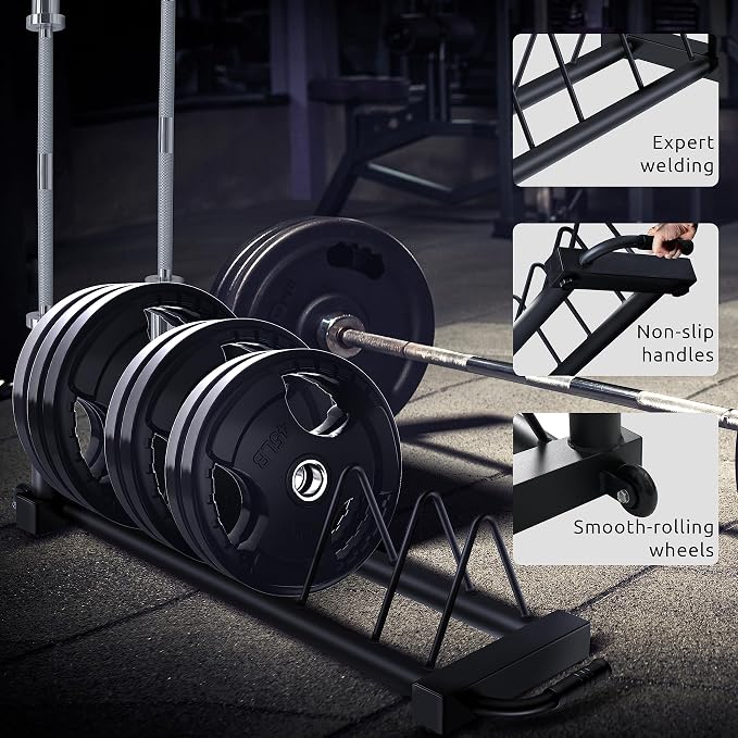 RitFit Weight Plates Rack, Weight Storage Rack with Barbell Bumper Weight Plates Holder for 2-Inch Weight Plates, Capable of Holding Up to 990 LBS