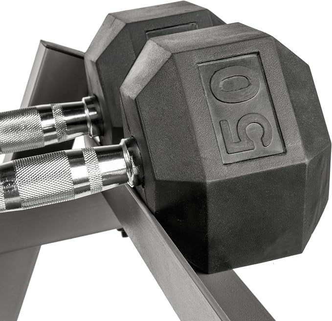 XMARK Dumbbell Set with Rack, Weights Dumbbells, Multiple Free Weights and Horizontal Storage for Home Gym Strength Training, Storage Rack Color Options