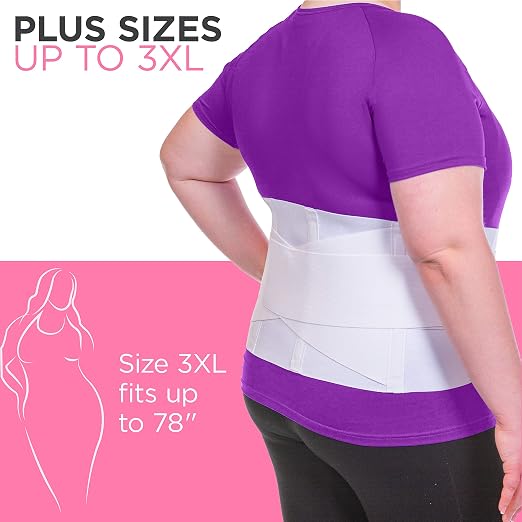 BraceAbility Women's Back Brace for Female Lower Back Pain - Lightweight Soft White Elastic Lumbar Compression Support Belt is Discreet Under Clothes for Ladies, Nurses, Walking (L)