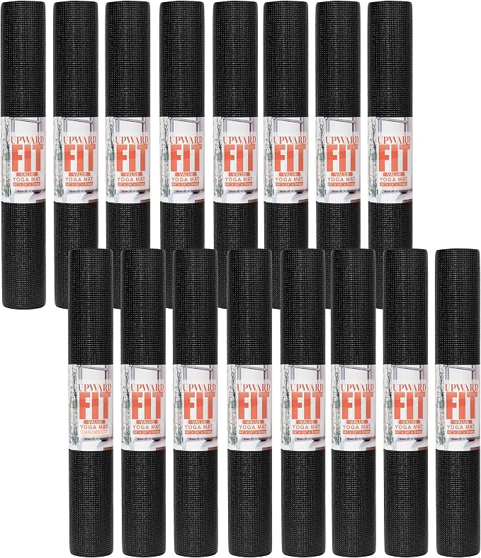 Value 3mm Bulk Yoga Mats, 12 or 16 Pack, 68x24in | Bulk Non Slip Exercise Mats for Workout, Stretching, Fitness - Wholesale Non Toxic Gym Mats for Home, Schools and Studios