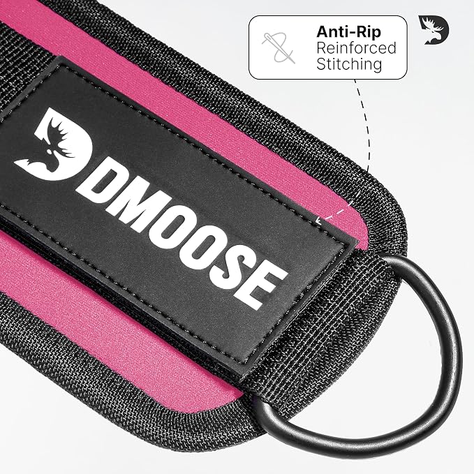 DMoose Ankle Strap for Cable Machine - One Size Fit with Premium Padding, Workout Kickback Ankle Cuffs, Ankle Bands for Working Out, Booty Workouts, Leg Extension, Hip Abductors & Lower Body Exercises