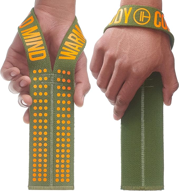 WARM BODY COLD MIND V1 Lifting Wrist Straps for Olympic Weightlifting - Rated at 660 lb - Hand Wraps for Powerlifting, Weight Lifting, Bodybuilding Functional/Cross Training, Deadlift Gym Bar, Cotton