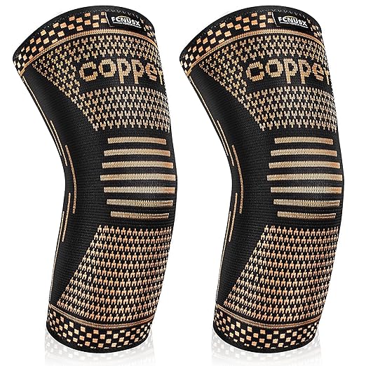Copper Elbow Brace Compression Sleeves for Pain Relief Men Women, Arm Support Forearm Pads Braces for Tendonitis, Tennis, Golfers, Arthritis, Weight lifting (Large, Black)
