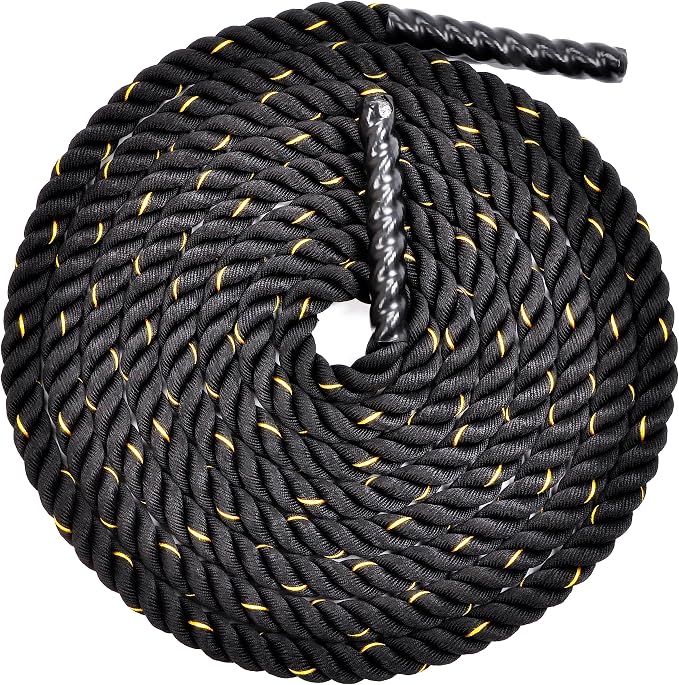 Fitvids Battle Rope 1.5Inch Diameter Poly Dacron 30 FT Length, Heavy Ropes for Home Gym and Workout