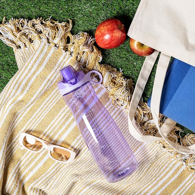 Pogo 40oz Plastic Water Bottle with Chug Lid and Carry Loop, Lilac | Leakproof water bottle with chug lid and carry handle. BPA-free, great for travel, school, outdoors, and gym.