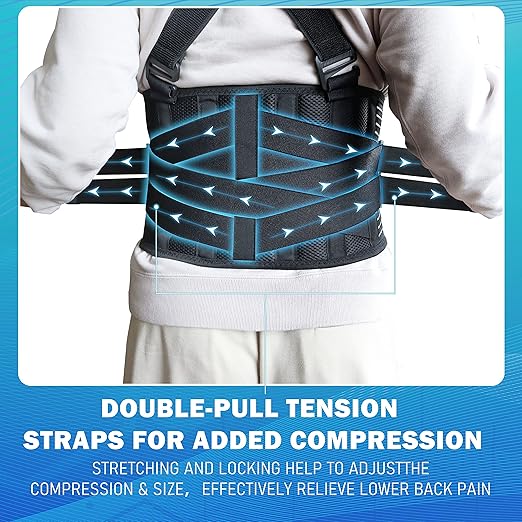 DARLIS Plus Size Back Support Belt with Removable Suspender Straps, Posture Corrector Protector for Heavy Lifting Safety, Work Back Brace for Men Women in Construction, Warehouse Jobs (Fits 3xl, 4xl)