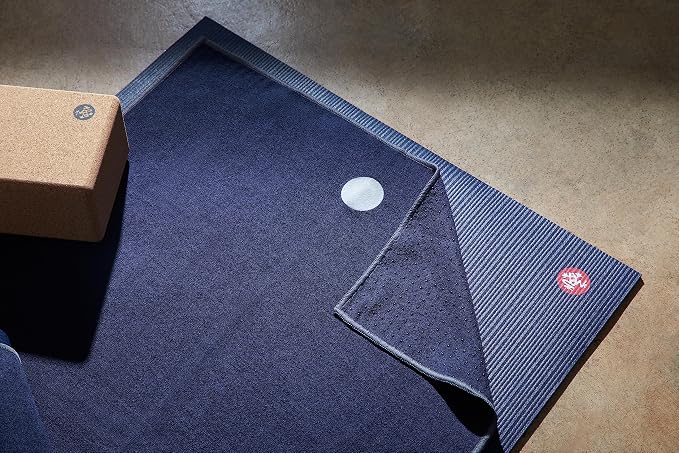 Manduka Yogitoes Hot Yoga Mat Towel - 71" | Moisture Activated Grip | Patented Silicone Nubs | Highly Absorbent, Durable & Easy Care | Made from Recycled Materials | 71 x 24 Inches | Midnight